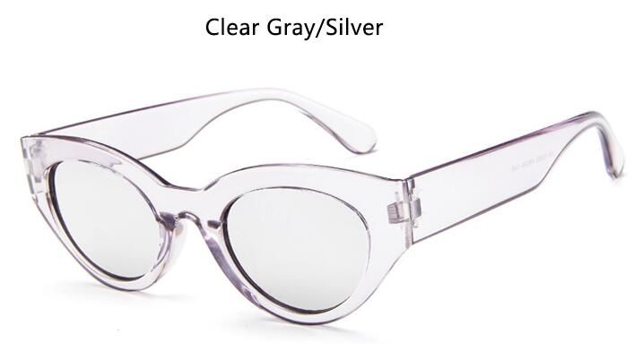clear gray silver2020 Plastic Vintage Luxury Sunglasses Women Black Small Oval Sun Glasses Cat Eye Shades For Women UV400 Female Cute Eyewear
