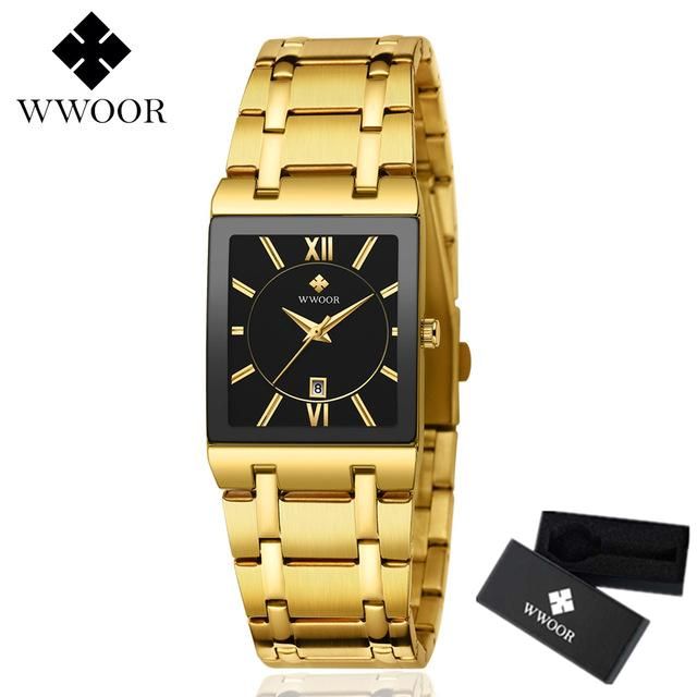 Luxury Mens Watches Square Quartz Watch Men Top Brand Date Clock Waterproof Bracelet Business Male Wrist Watch