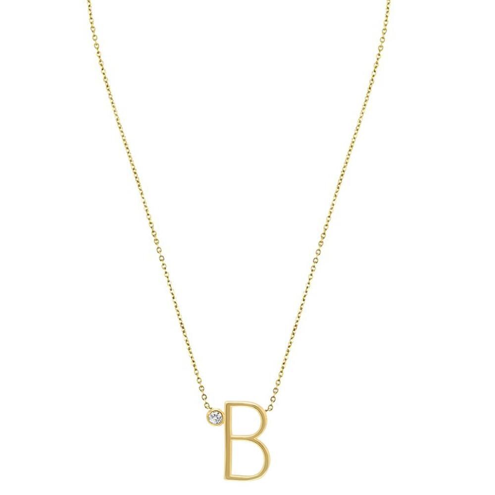 Kikichicc 925 Sterling Silver Monogram Letter Name Necklace Initial Alphabet Mini Delicate Small Crystal CZ Long Chain Necklace