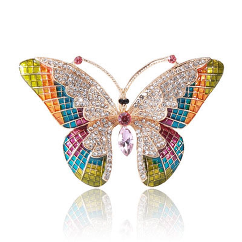 Big Butterfly Brooches Women Enamel Rhinestone Insects Brooch Pins Gifts