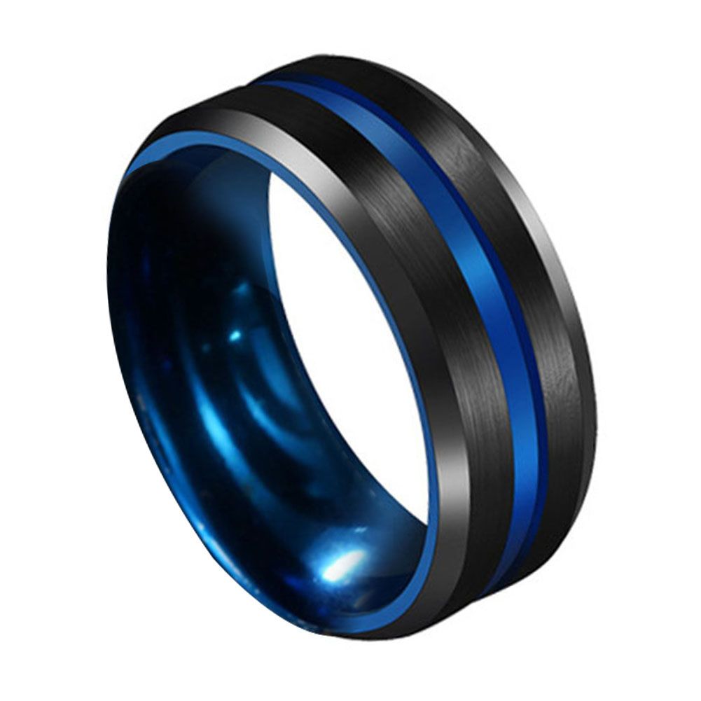 8MM Unisex Dual Color Thin Line-Inside Brushed Band Finger Ring Jewelry