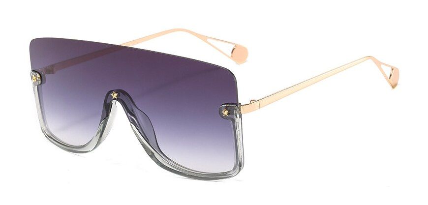 C5 clear gray46266 Half Frame Oversized One Lens Sunglasses Star Men Women Fashion UV400 Glasses