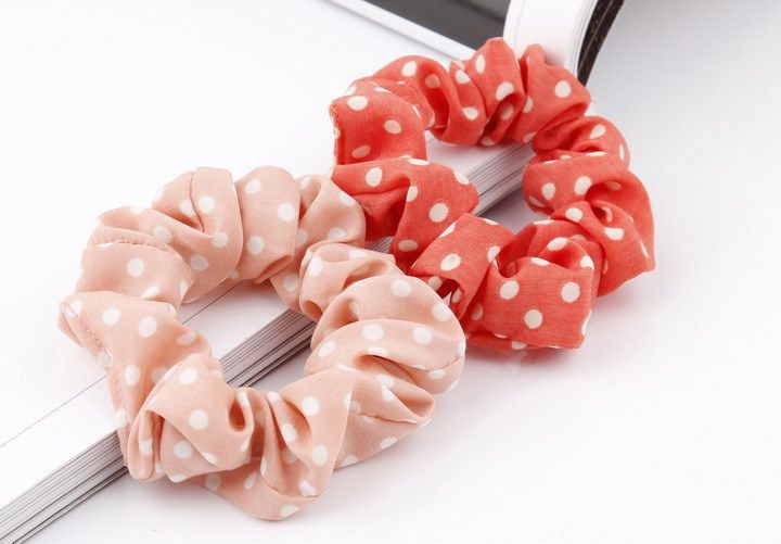 F225 Korean version of hair accessories head accessories candy color fabric wave point hair ring head rope rubber band accessories for gilrs for women low price