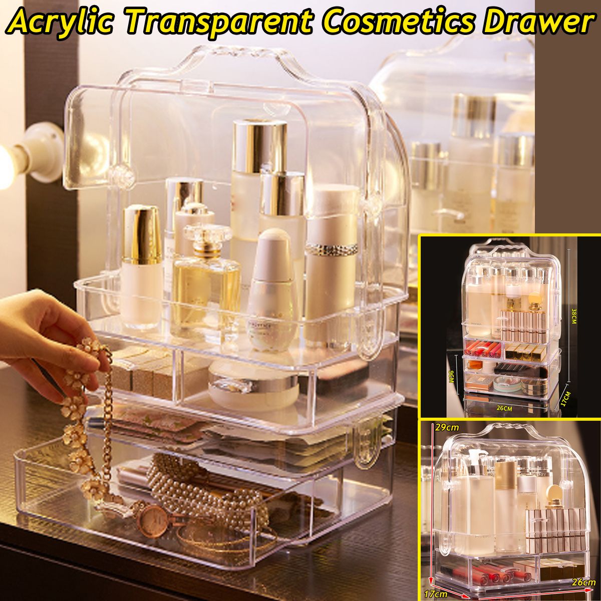 【For Global】Makeup Cosmetics Jewelry Organizer Display Box Storage w/Drawers Space Saving