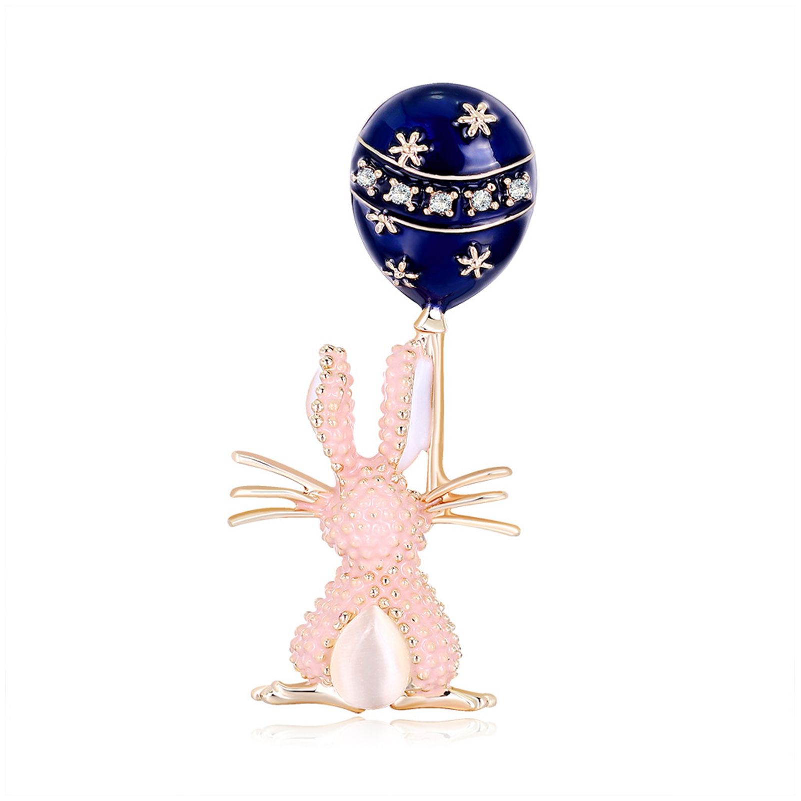 Women Fashion Rhinestone Inlaid Cute Bunny Balloon Design Brooch Pin for Party