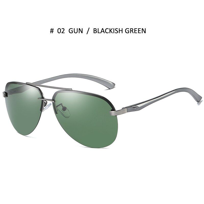 C2Polarized Sunglasses Men 2021 Brand Driving GlassesRimless Sunglasses for Man Aluminium Magnesium Arms Shades