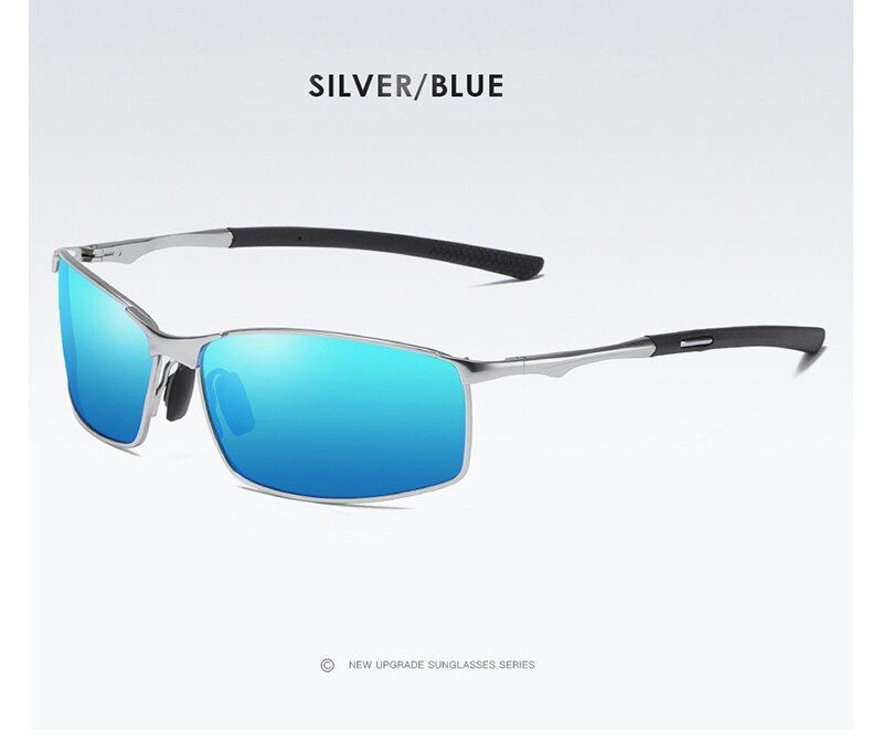 Silver BlueWithout BoxMens Vintage Polarized Sunglasses for Sports Outdoor Driving Fishing Sunglasses Men Metal Frame Sun Glasses gafas de sol hombre