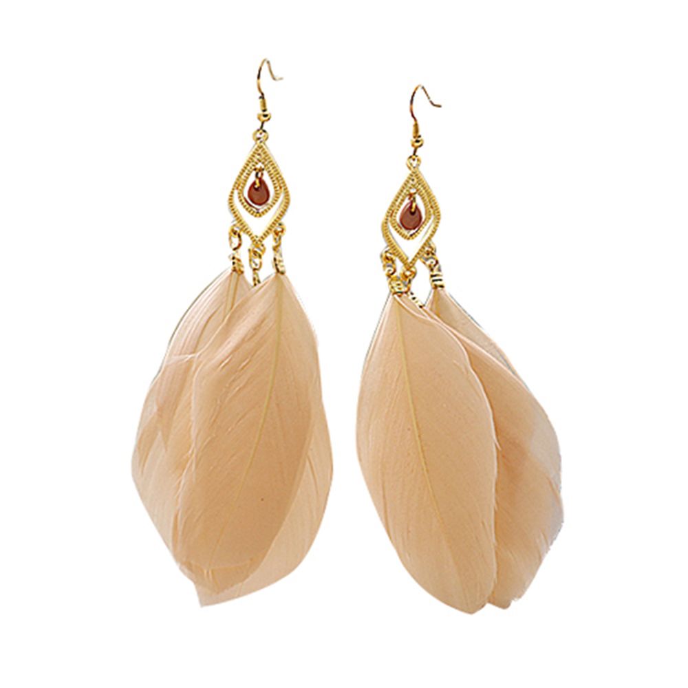 1 Pair Elegant Lady Feathers Dangle Hook Wedding Prom Party Earrings Gift