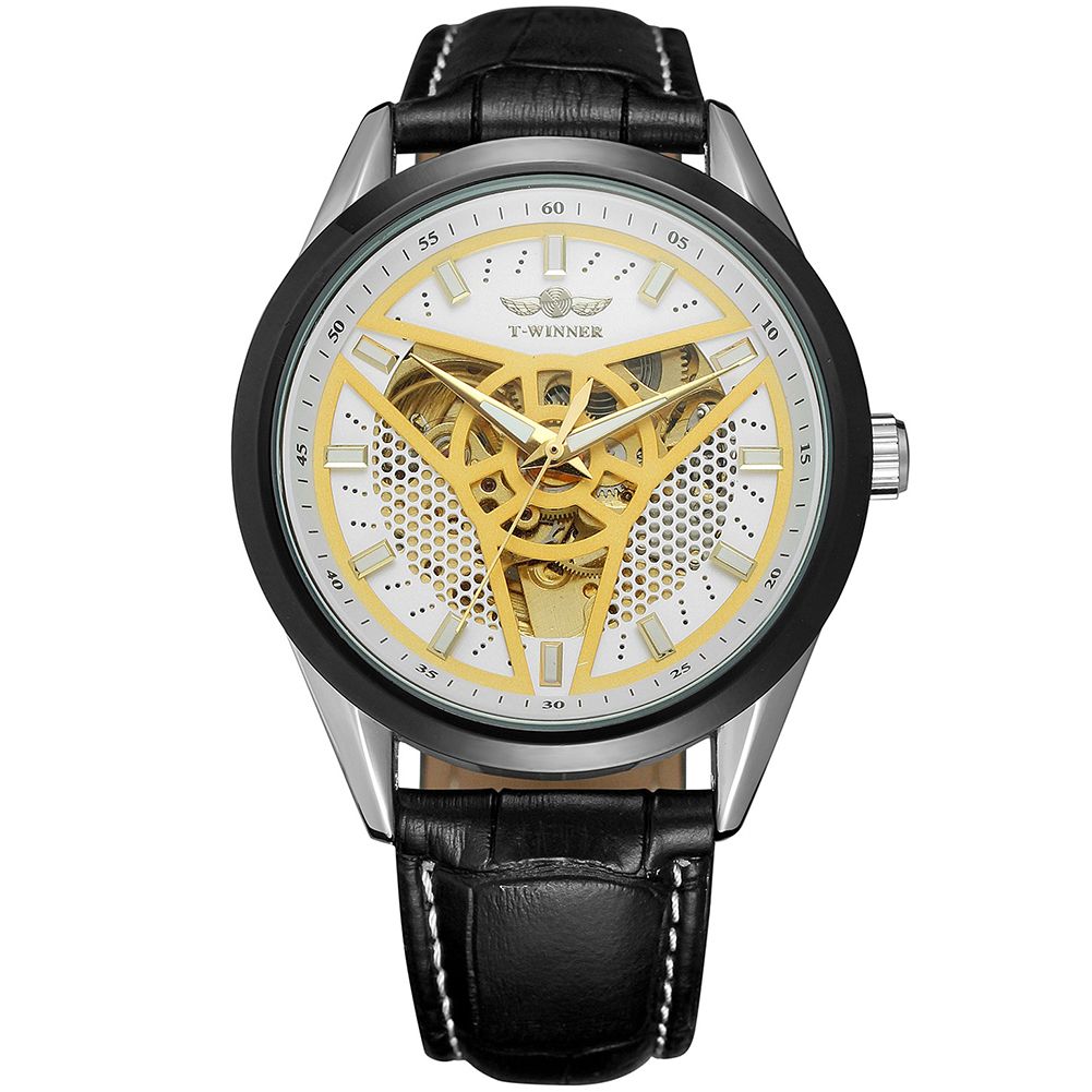 Yfashion Winner A293 Man Hollowout Leather Band Automatic Watch for Business