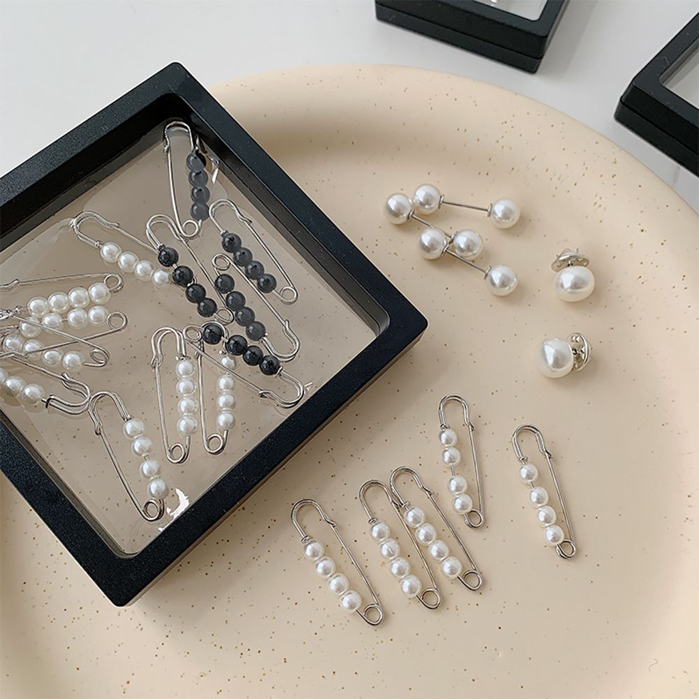 3PCS/6PCS Fashion Pearl Pin Brooch Collar Cardigan Brooch Straps Fixed Anti Slip Pin Gift For Women Girls