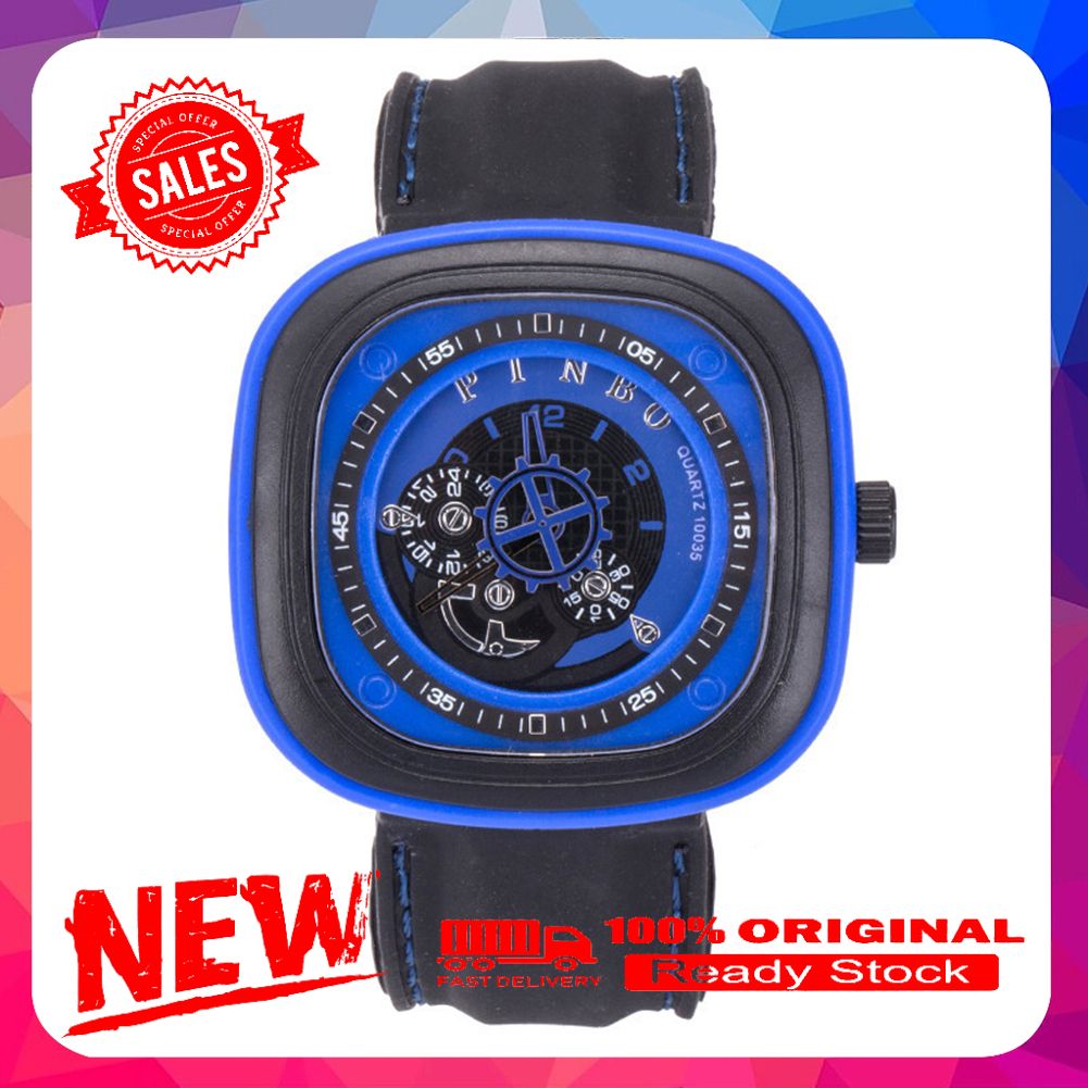 Vist Fox Sport Men's Large Square Dial Silicone Strap Analog Quartz Wrist Watch Decor