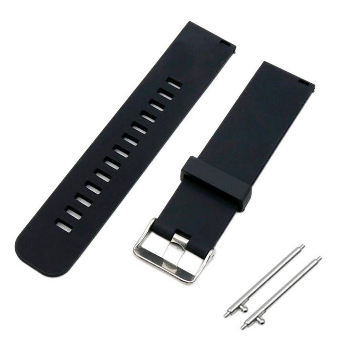 Soft Silicone Solid Color Adjustable Replacement Watchband Quick Release Needle Buckle Watch Band Metal Clasp Wrist Band Strap for 20mm Men Women Watch Accessary Black - intl