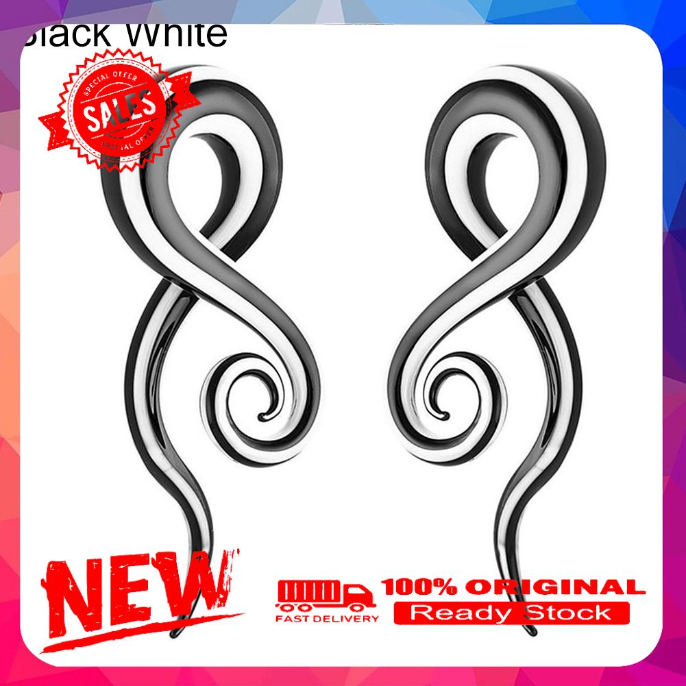 1 Pair Unisex Glass Twisted Snail Ear Gauges Hangers Plugs Stretchers Expanders