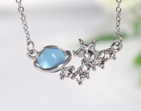 Timlee N002 New Temperamental Star Planet Rhinestone Pendant Alloy Necklaces Fashion Accessories Wholesale