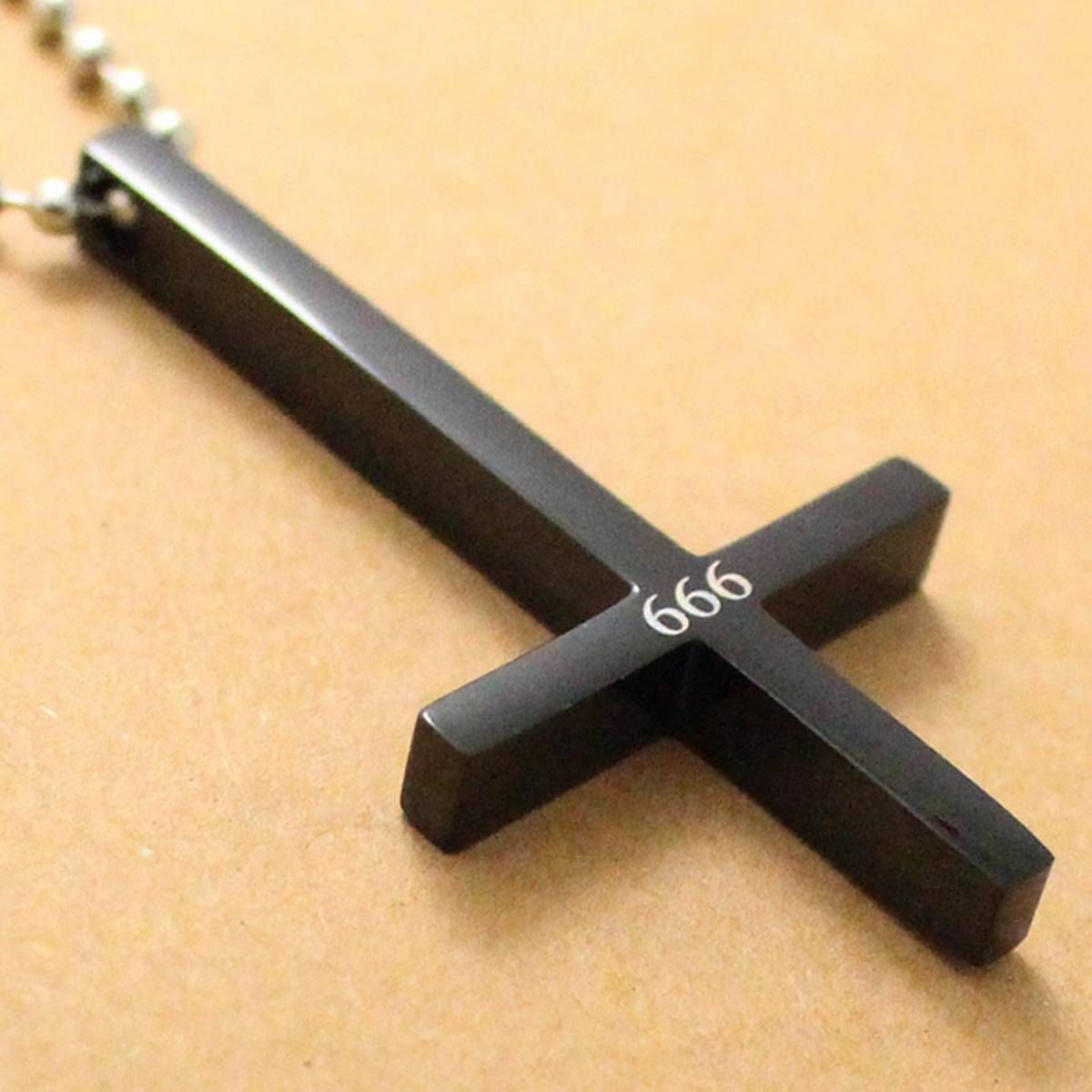 Stainless Steel 666 Inverted Cross Pendant Necklace Devil Lucifer Satan Satanic Jewelry High Quality Fashion Necklace
