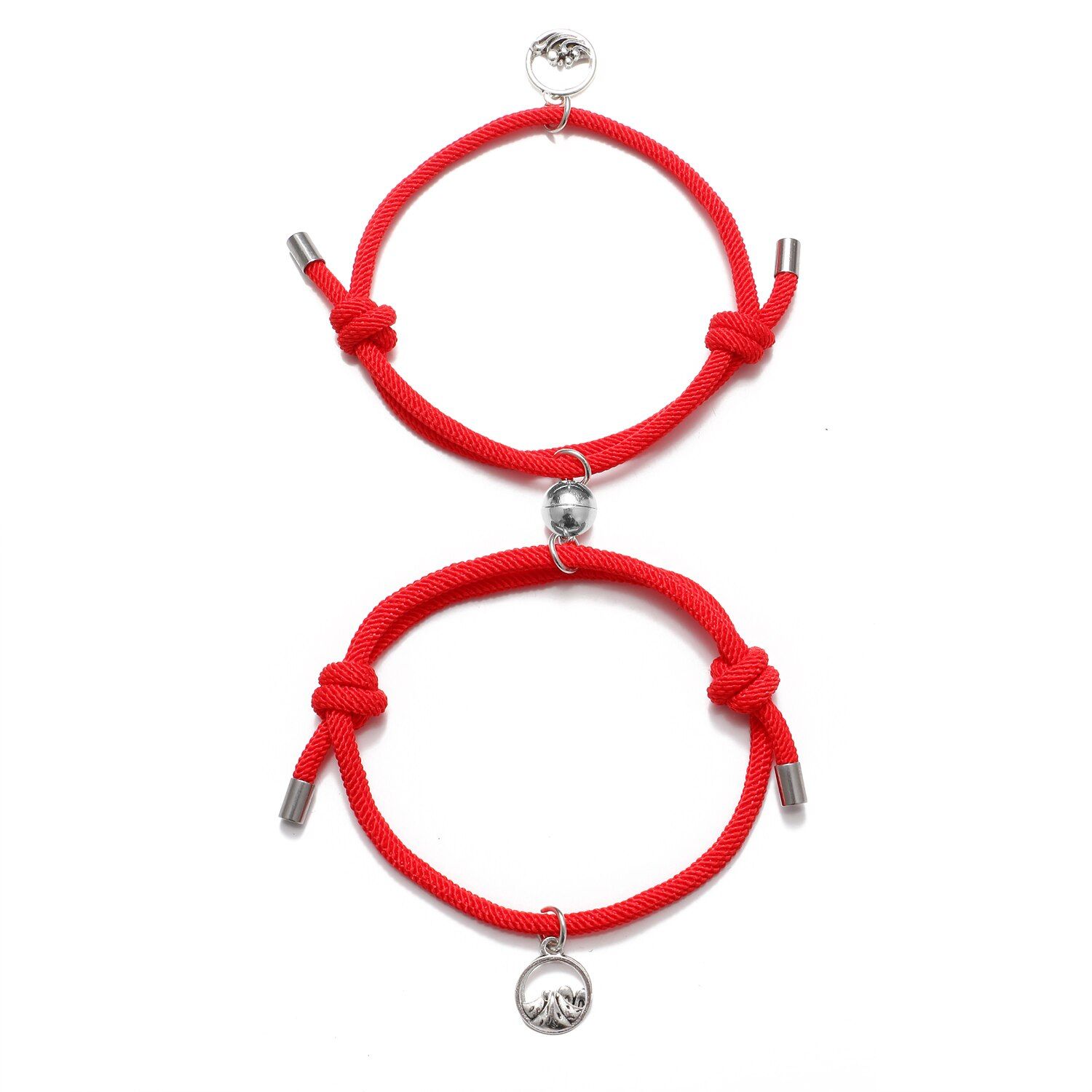 KISS WIFE 2Pcs Stainless Steel Magnetic Friendship Lovers Couples Bracelets Attractive Love Rope Bracelet Men Women Gift Jewelry