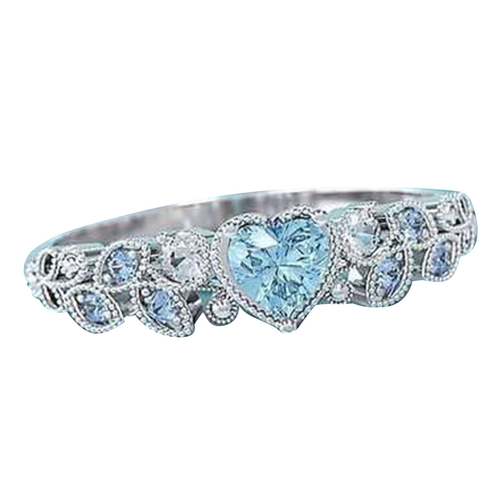Women Exquisite Heart-designed Rhinestone Inlaid Ring Engagement Jewelry Gift