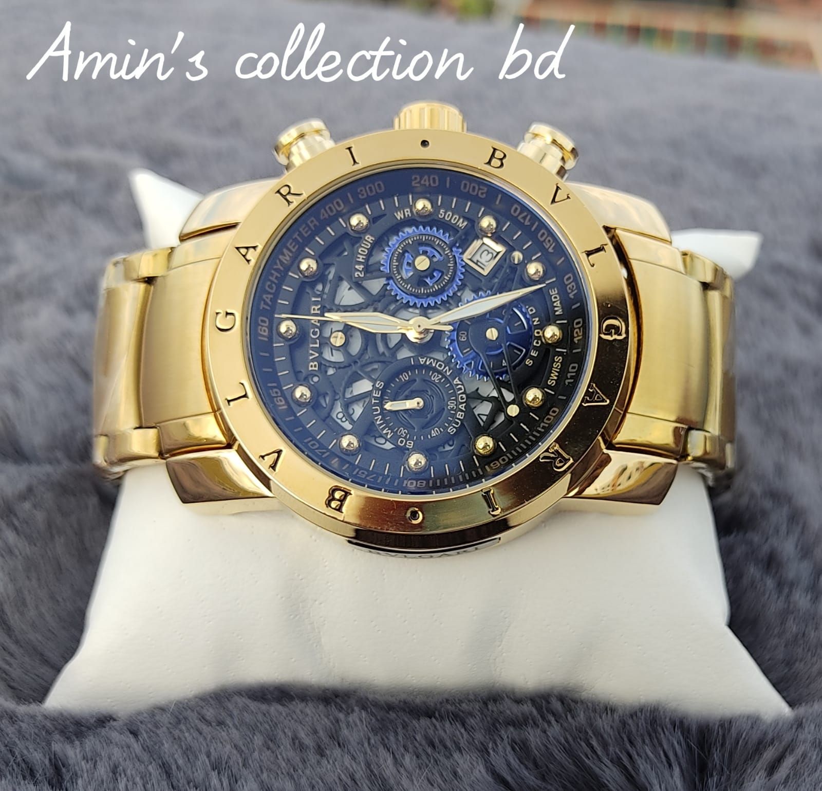 Exclusive collection for men gold colour active chronograph active date fashionable watch           fasionable watch