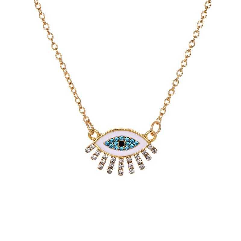 Trendy Eye Pendant Necklace for Women Crystal Statement Necklace Sexy Personalized Chokers Short Clavicle Chain Jewelry