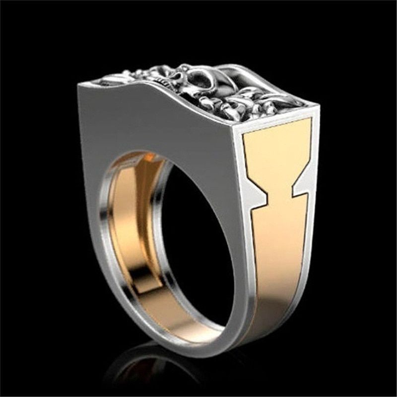 VAGZEB 2020  Gold Silver Color Punk Vintage Skull Male Ring Cool Removable Ring for Man Dropshipping