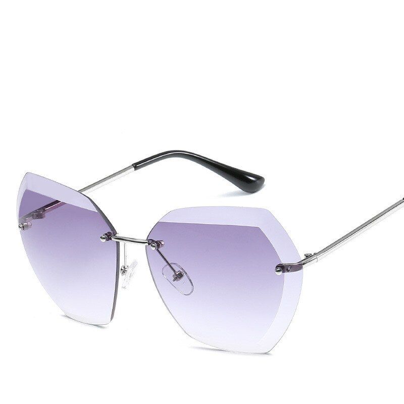 Silver F GrayLuxury Sunglasses Women Retro Brand Designer High Quality Rimless Sun Glasses For Women Fashion Vintage Sunglasses Female UV400
