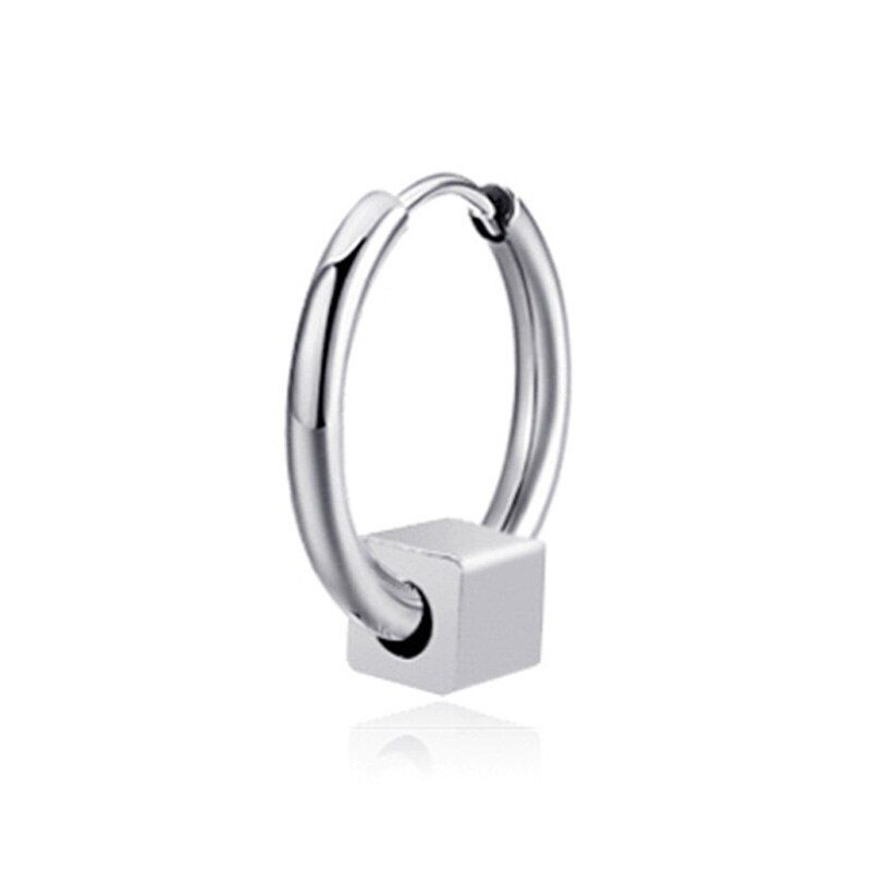 1 piece Men Women Stainless Steel Ear Circle Earrings Ear Buckle Personality Pendant Drop Earrings Hip-hop Punk Jewelry New Hot
