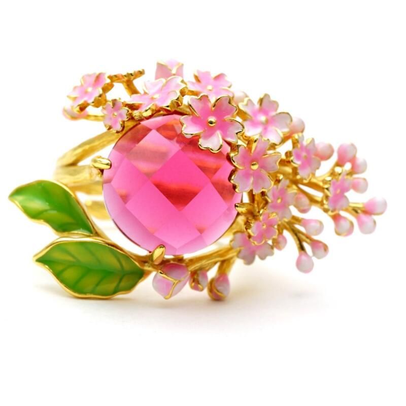 Exquisite Women's Floral Crystal Ring Proposal Gift Jewelry Vine Leaf Flower Bridal Engagement Rings Wedding Band