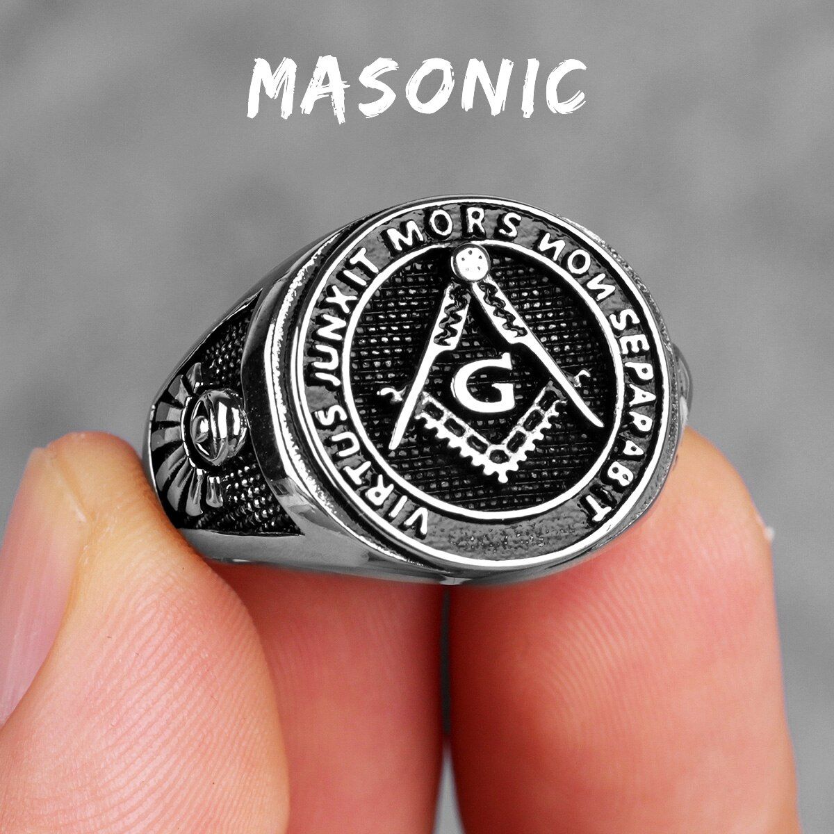 Stainless Steel Men Rings Freemasonry Skull Punk Hip Hop for Biker Male Boyfriend Jewelry Creativity Gift Wholesale