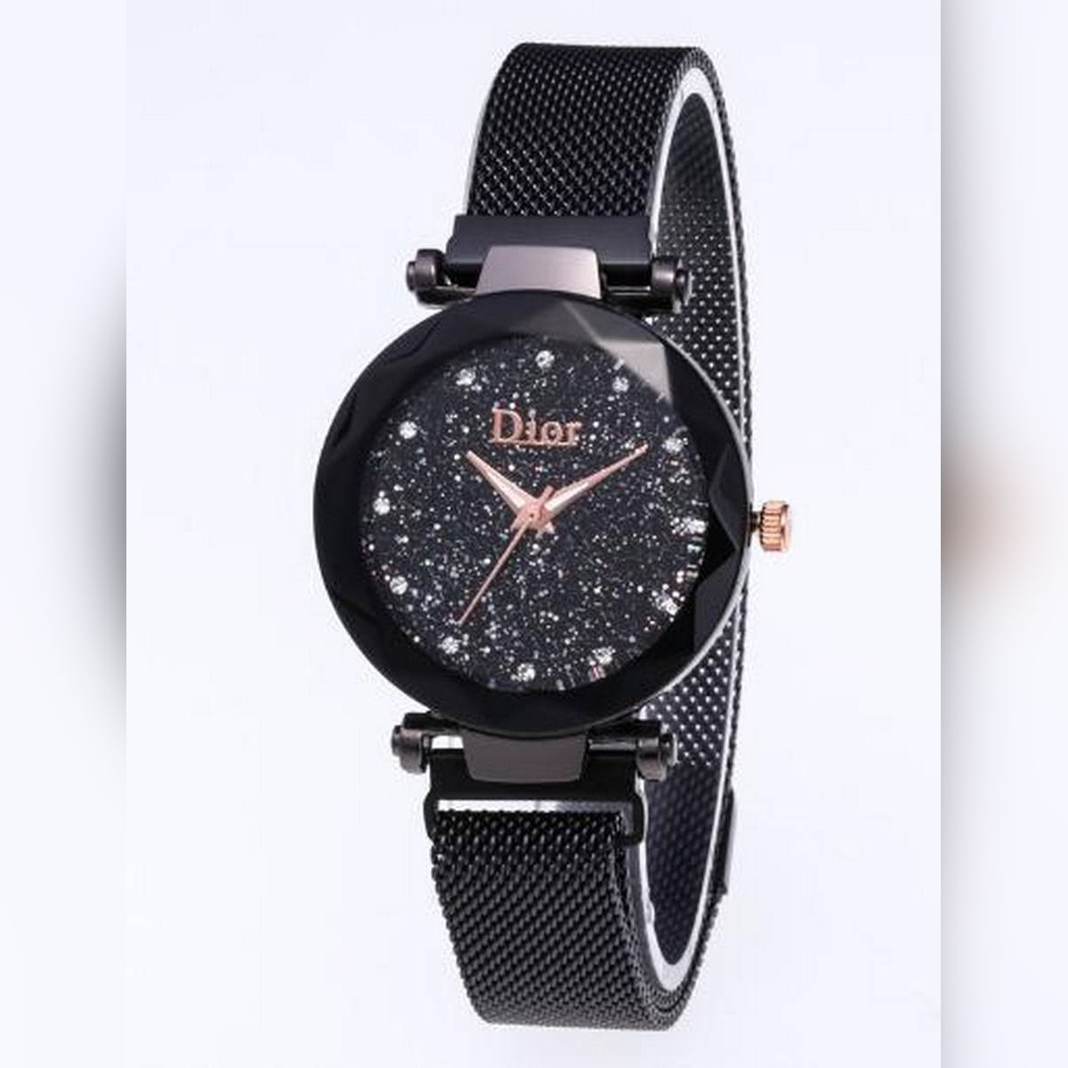 Magnet Chain Analog Watch For Women-Black