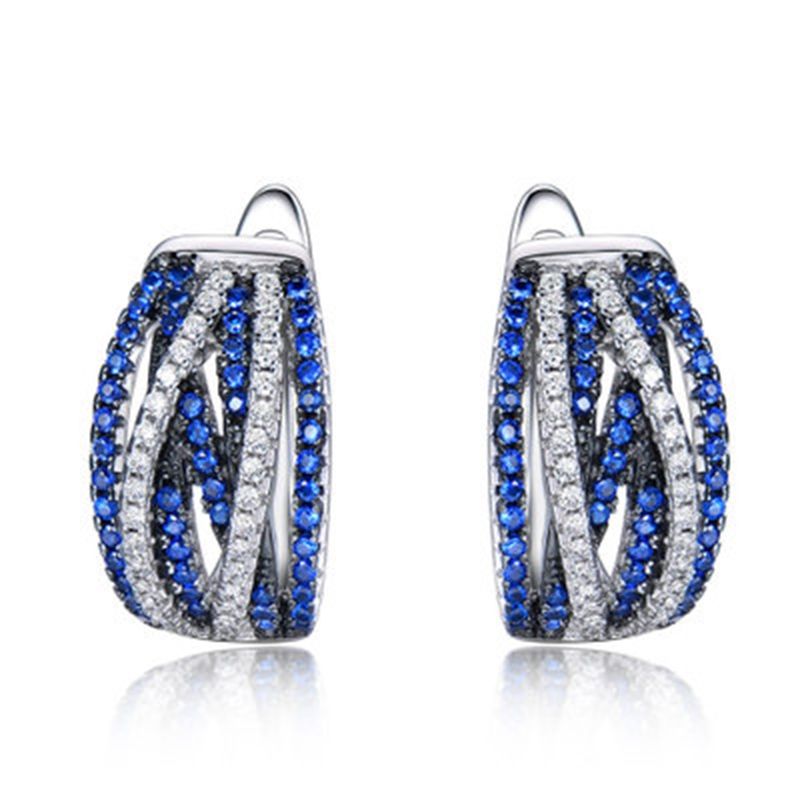 Jewelry Sapphire Clip-on Earrings Women's Party Wedding Gifts Sterling galactic Earrings Fine Jewelry