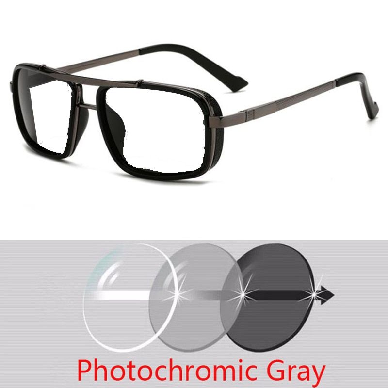 0 -0.5 -0.75 -1.0 To -4.0 Gray/Tea Lens Prescription Sunglasses Men Polarized Myopia Lens Round Punk Sun Glasses-gray frame gray-Myopia -3.0