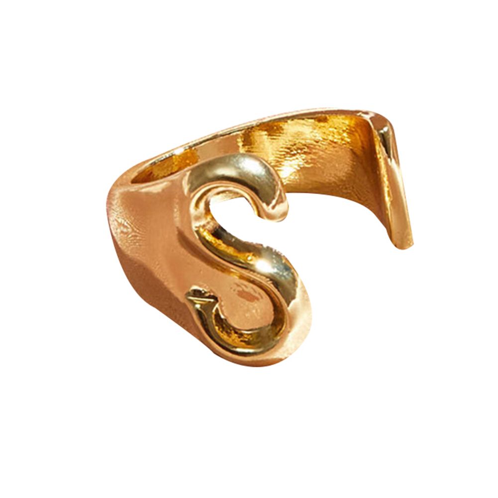 Fashion Women 26 Letters Alphabet Opening Ring Adjustable Party Jewelry Gift