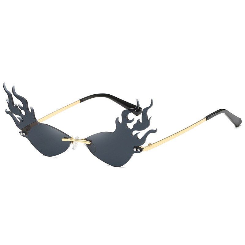 1Rimless Steampunk Sunglasses Women 2019 Luxury Brand Vintage Sunglasses Men Male Fire Flame Sunglasses Retro Mirror Shades UV400