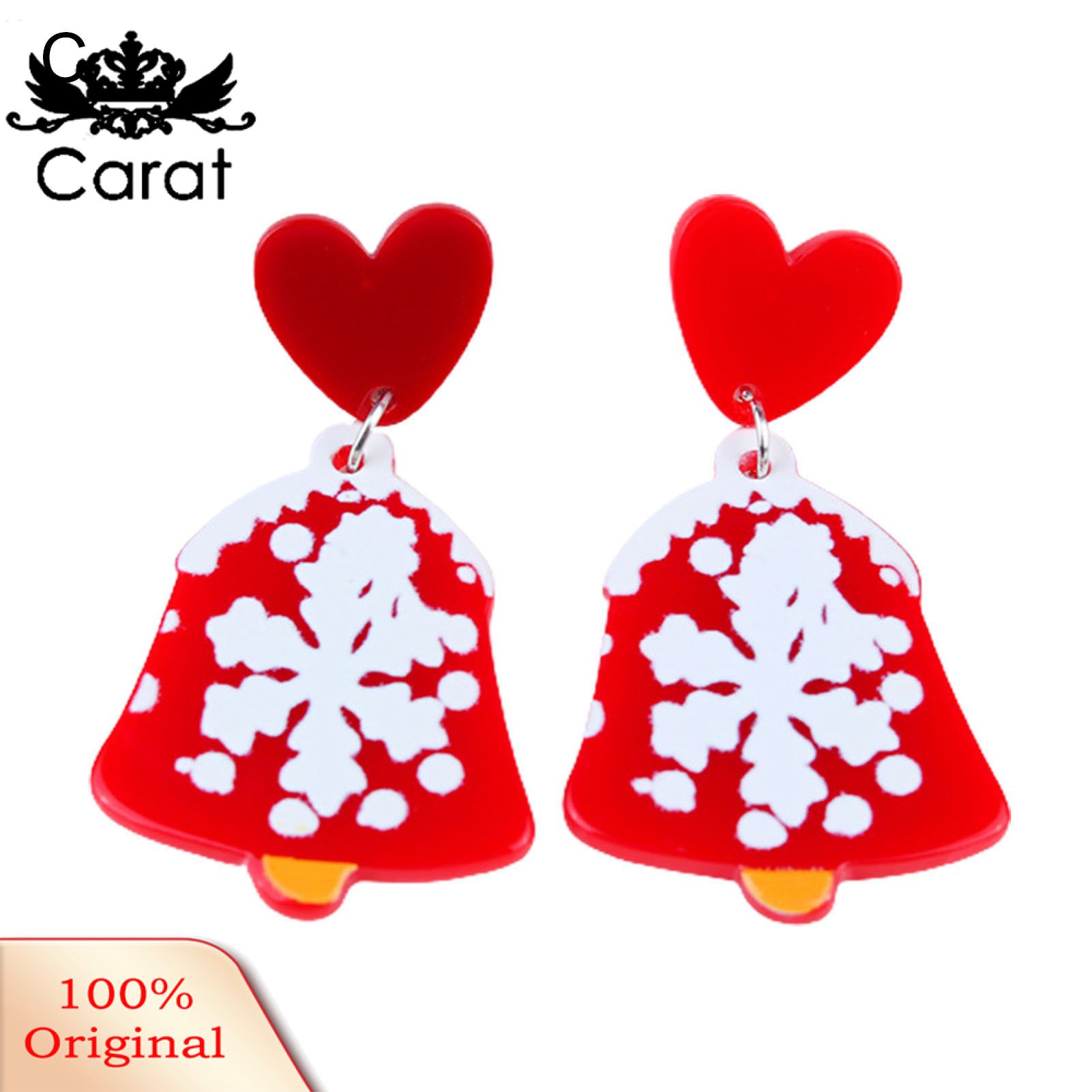 Carat 1 Pair Dangle Earrings Christmas Bell Dress Up Women Contrast Color Cartoon Dangle Earrings for Xmas