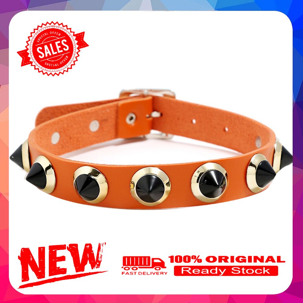 Night Club Punk Women Spike Rivet Studded Faux Leather Choker Necklace Collar