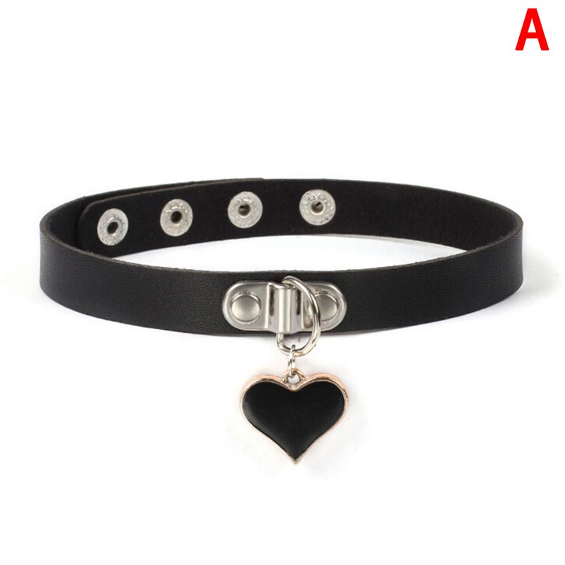 Punk Gothic Spike Choker PU Leather Collar Pendant Necklace Statement Jewelry