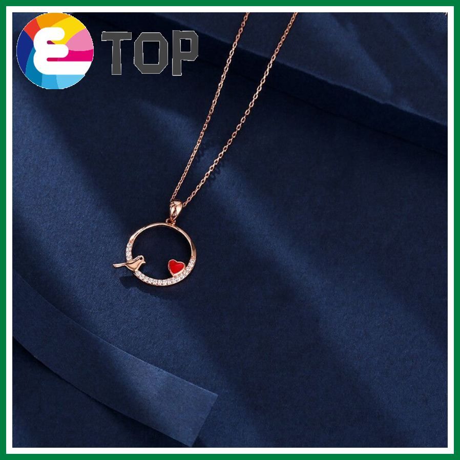 European And American Style White Copper Love Bird Love Micro-Set Glue Pendant Necklace