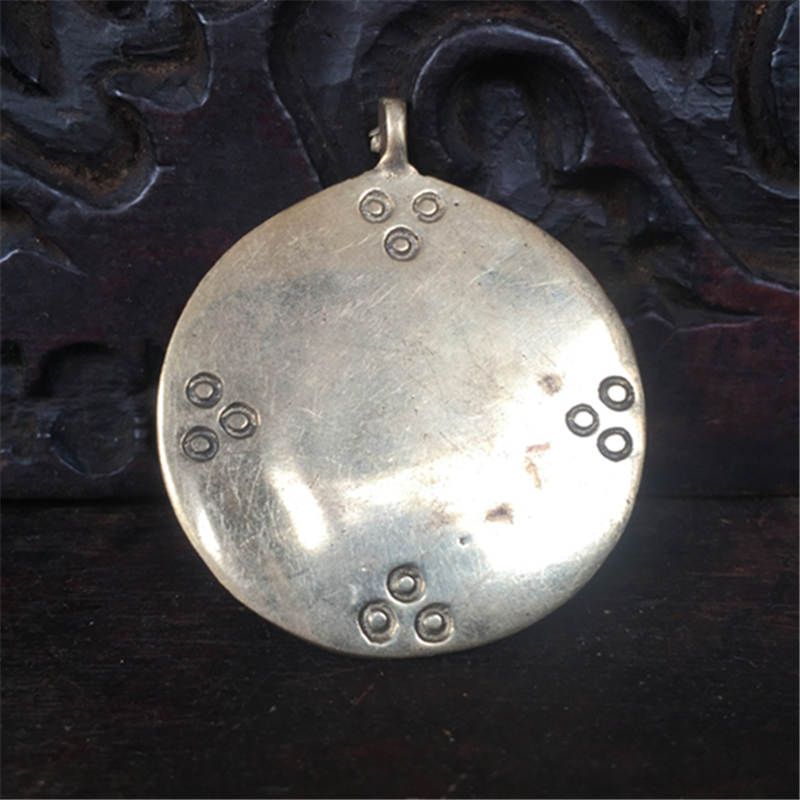 TBP353 Tibetan Brass Golden Circles Amulet Pendant Tibet Metal Amulets for Man(null)
