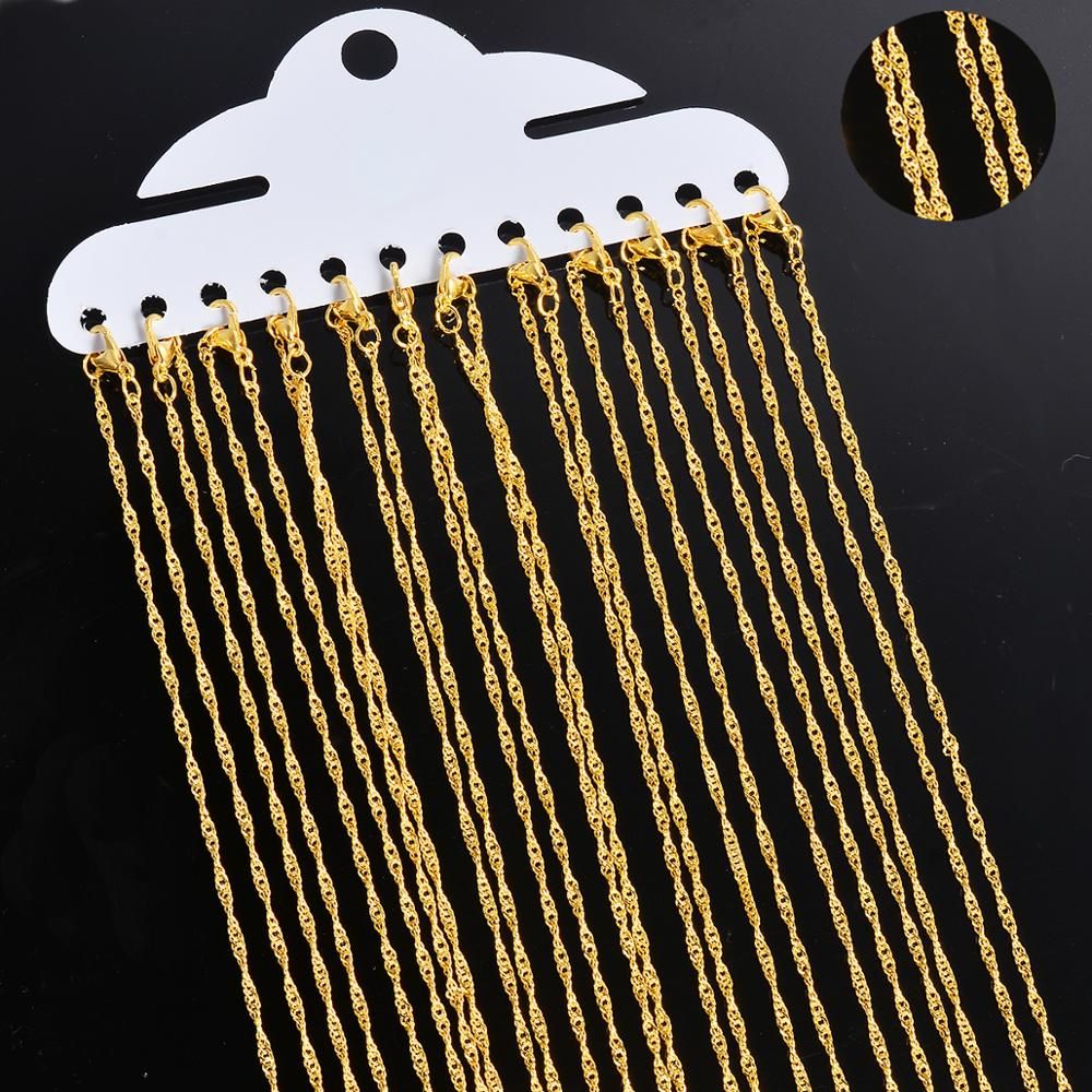 Wholesale 12Pcs/Pack Water wave Chains Lobster Clasp Necklace For DIY Jewelry Making Findings Accessory