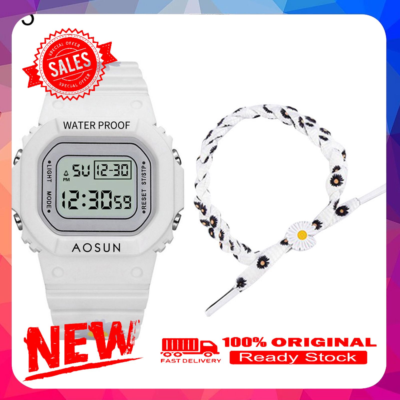 XR4351 Women Student Marguerite Silicone Band Quartz Wristwatch Bracelet Gift