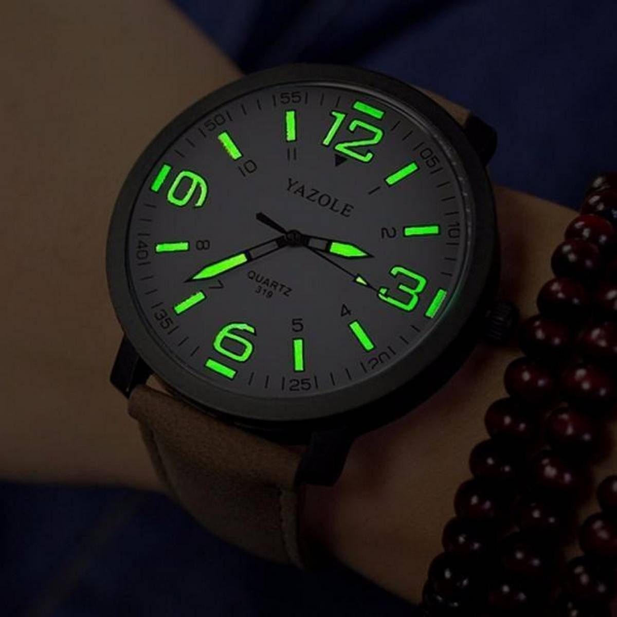 Fashion Leather Luxury Mens Quartz   Wrist Watch - intl