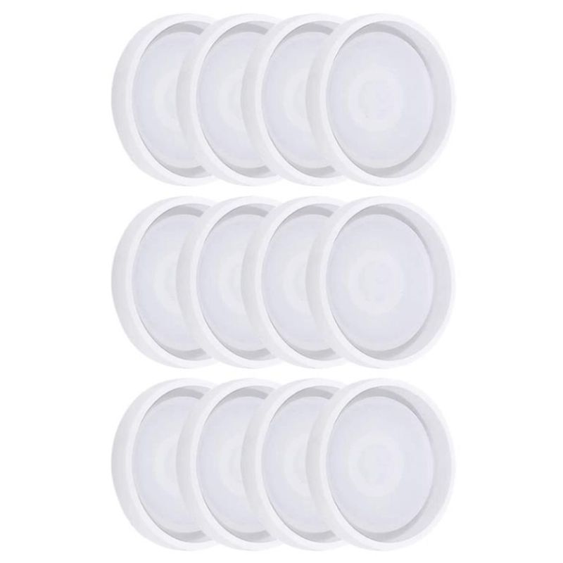 12 Pack DIY Round Silicone Coaster Molds Silicone Resin Mold Clear Epoxy Molds for Casting with Resin