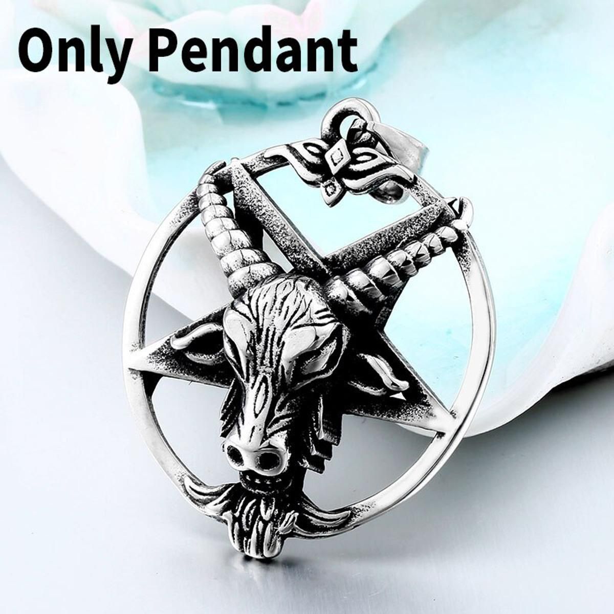 Steeel soldier huge Pentagram punk ox goat Head Pendant quality Necklace antique Satanism Occult vintage Star jewelry