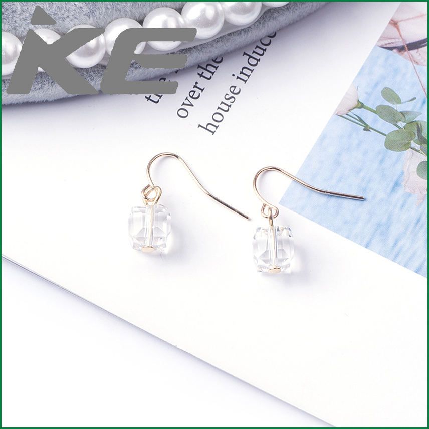 E645 Jewelry Square Glass Bead Amethyst Mini Small Sugar Cube Stud Earrings Earrings Earrings for gilrs for women low price