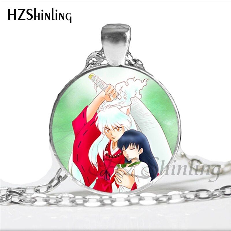 NS-00792 Anime Inuyasha and Kagome Necklace Cartoon Glass Steampunk Jewelry For Women Cosplay Statement Pendant Necklaces HZ1