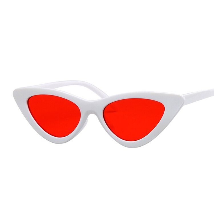 White RedVintage Mirror Cat Eye Sunglasses Women Fashion Brand Designer Luxury Small Cateye Sun Glasses for Female Oculos De Sol