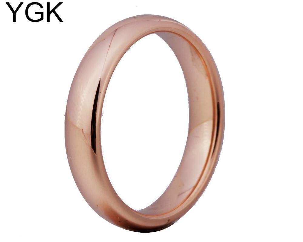 YGK Jewelry 4mm Width Black Dome Tungsten Carbide Ring Black Ring for Women Wedding Band Love Ring