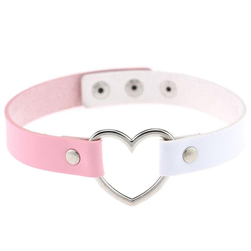 Fashion Punk Jewelry PU Leather Choker Punk Goth 100% Handmade Collar Necklace Heart Pendant Accessories Gifts Female