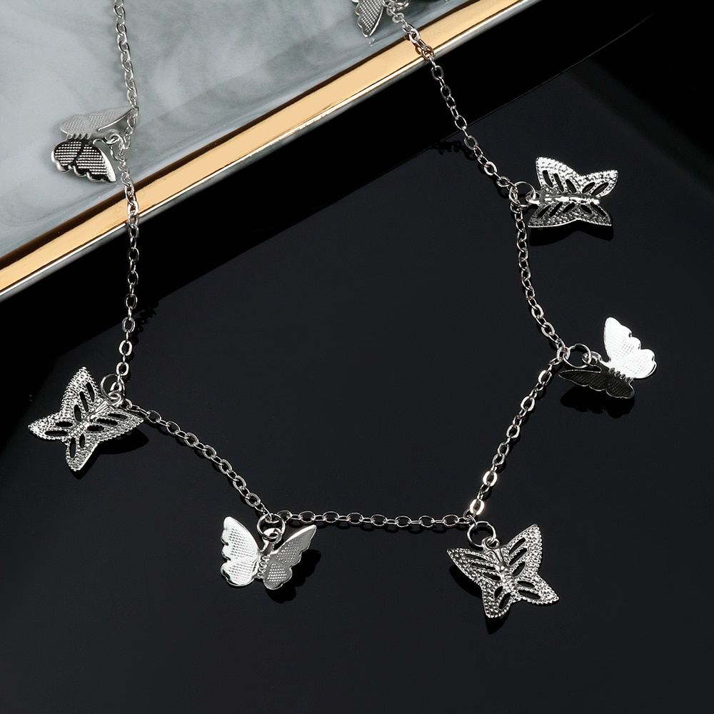 Bohemian Butterfly Choker necklace Women Silver Color Acrylic Cutout Clavicle for Women 2020 Fashion Jewelry