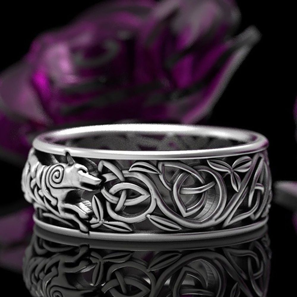 Modyle Norwegian Nordic Viking Wolf Werewolf Men's Ring Punk Jewelry